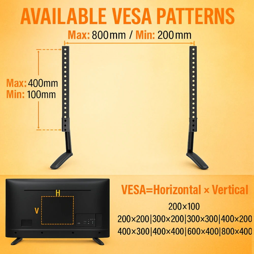 LED Table Top Leg Stand Bracket Riser Base Replacement with Height Adjustable for 32 to 75 Inch view 7